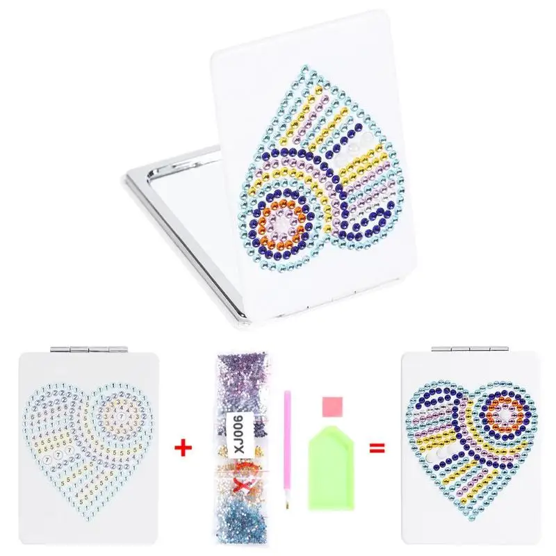 
Butterfly/heart-shaped DIY special-shaped diamond picture mirror for women girls ultra-thin mini makeup mirror embroidery cross 