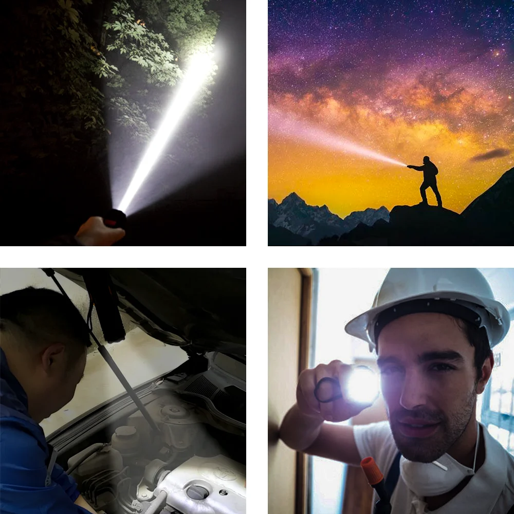 Magnetic LED Flashlight Ultra Bright Waterproof COB Light USB Rechargeable Torch Tail Magnet Work Light 90 Degrees Rotation