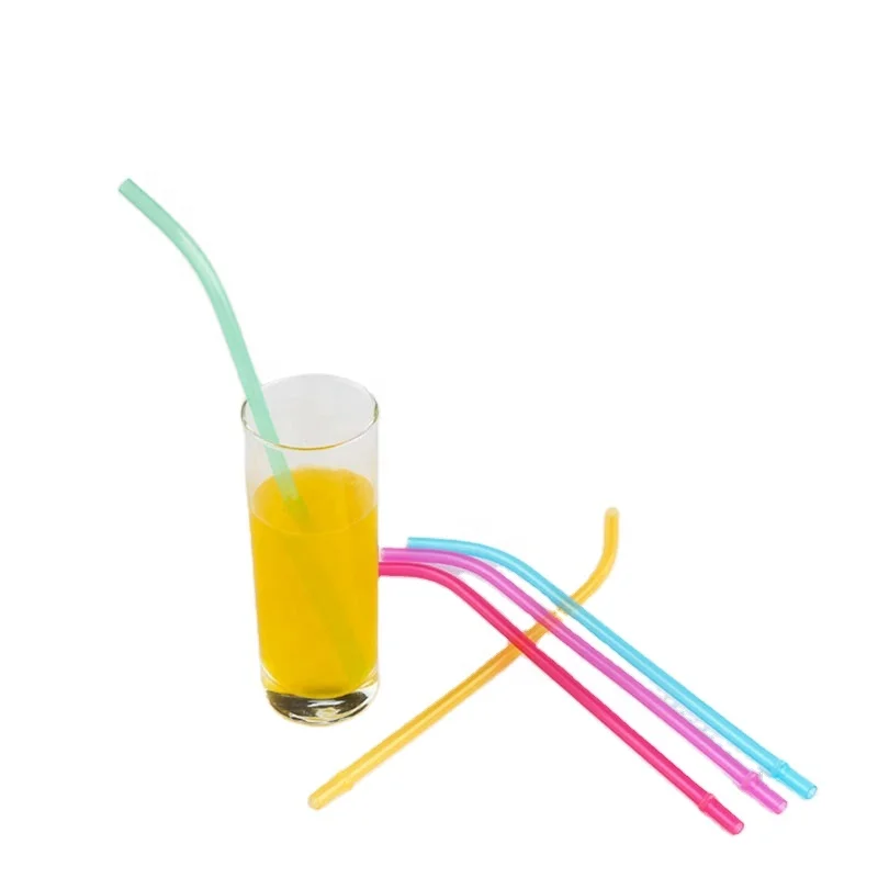 BPA-free PP Reusable Bent Straw ,  Assorted Colors Bendy stylish thick plastic Drinking Straw