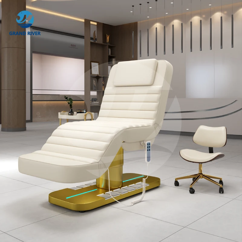 Luxury Modern Gold Salon Furniture 4 Motor Electric Facial Beauty Massage Bed  Cosmetic Table Chair Facial Spa Lash Bed