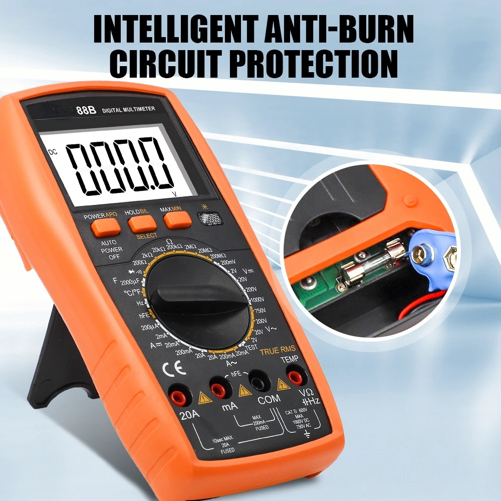 DECCA  88B Ture RMS 1999 Counts LCD Digital Multimeter Tester Manual range With Temperature Frequency