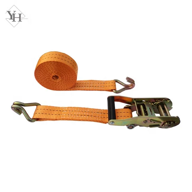 customized cargo lashing belt 38mm 2000kgs 2m 3m 4m 5m 6m 8m ratchet tie down straps with double j hook