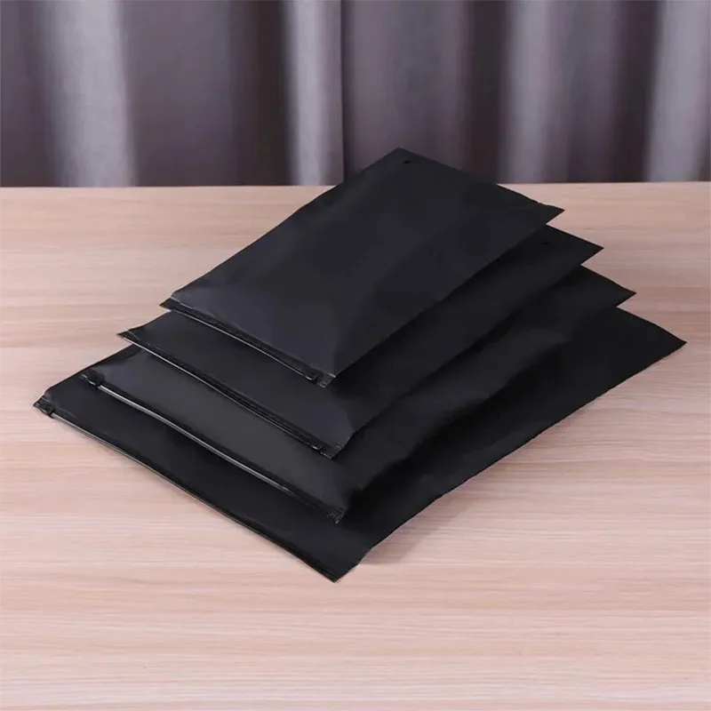 Custom Logo Clothing Packaging Black Frosted Zipper Bags Clear Frosted Ziplock Plastic Zip Bag Poly Zipper Bag