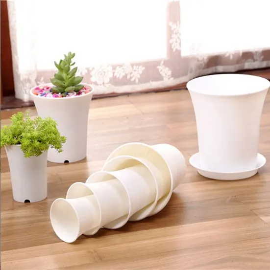2023 New Design Round Mini Pot Greenhouse Garden Planting Pot White flower pot Plastic Vase