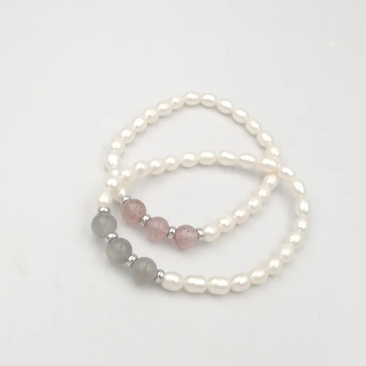 Wholesale Fashion Vintage White Natural Freshwater Pearl Bracelet Elastic Band Girl Bracelets Bangles