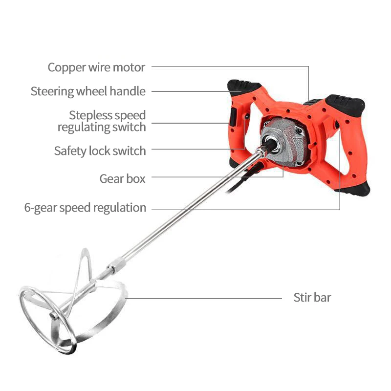 Ручной электрический миксер на руль 1800 Вт электроинструменты Электрический лопастной