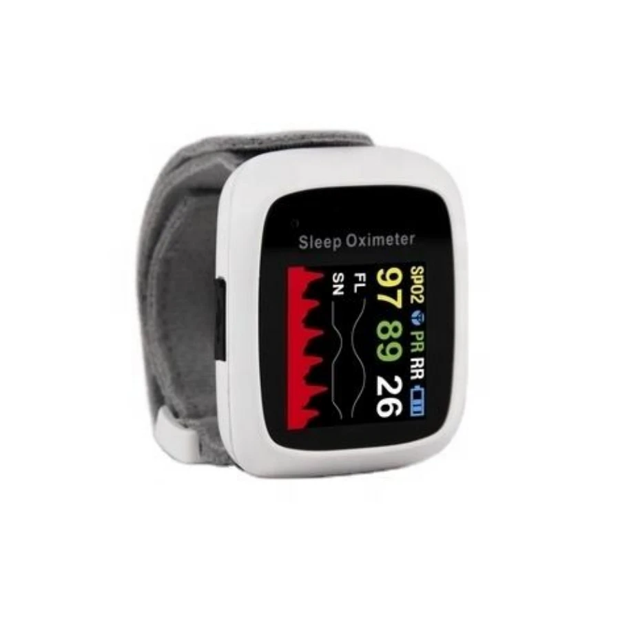 Sleep Screener  Wearable design with 1.44 inch display for sleep monitoring Simply measure SpO2, PR, Respiration rate, Air flow