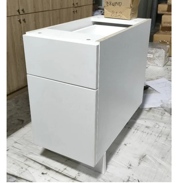 RTA Plywood Carcase Material and Modern Style White Modular Slab Door Kitchen Cabinet Set