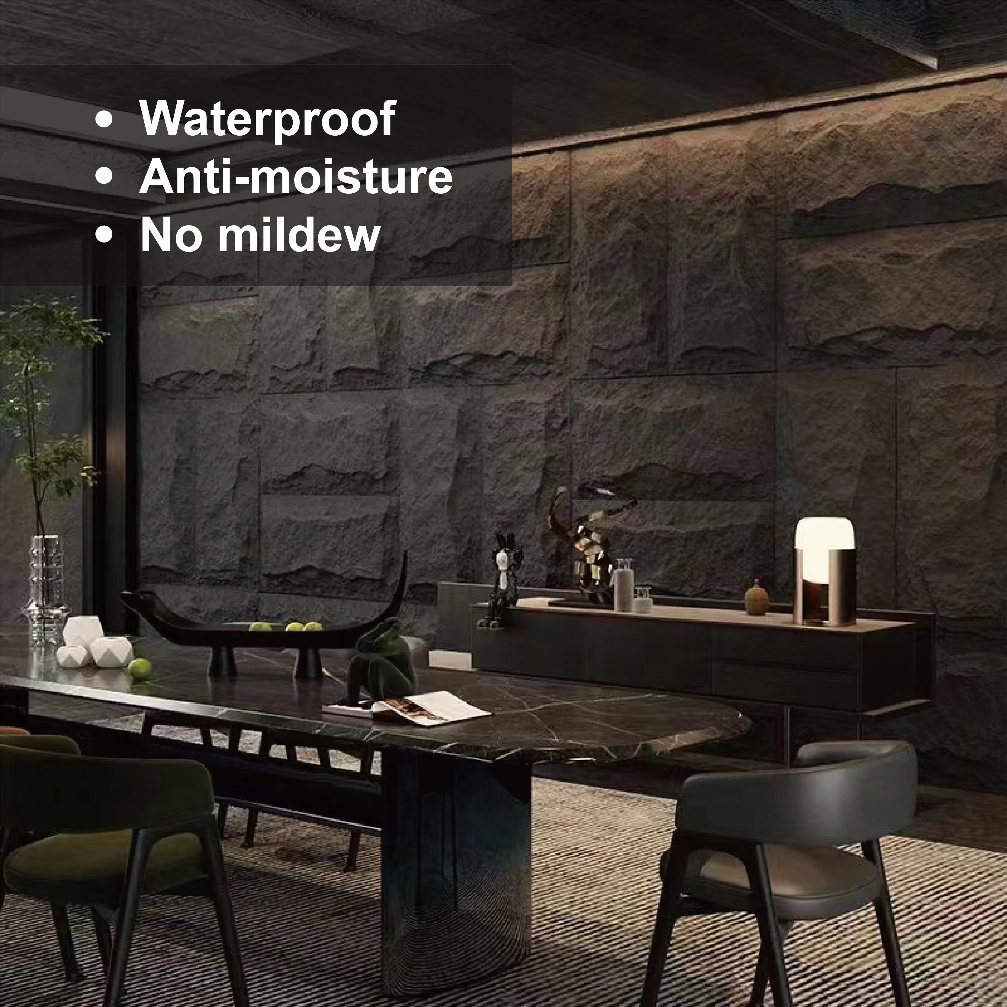 Best Quality Moisture proof high density polyurethane brick panels for wall decor PU Slate-Stone Mushroom Stone