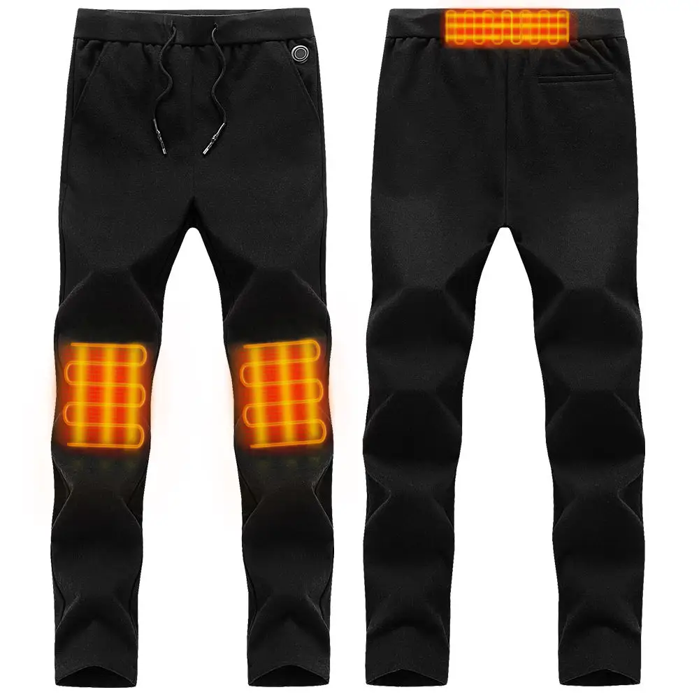 Factory Wholesale USB 3 Zones Heated Knee Warmer Cotton Pants Men Heated Fleece Fabric Pants