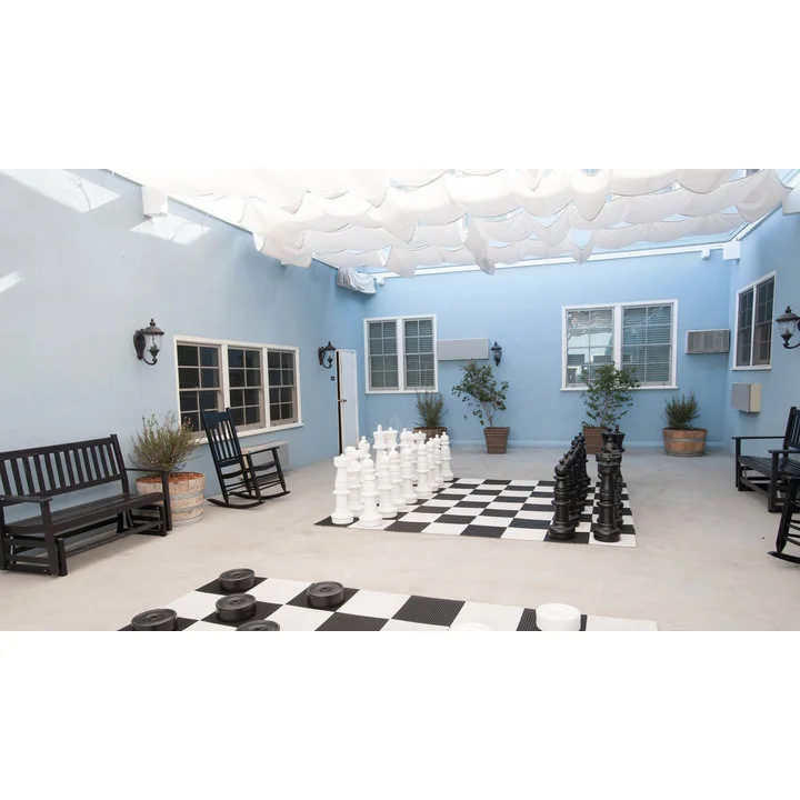 outdoor stone chess table