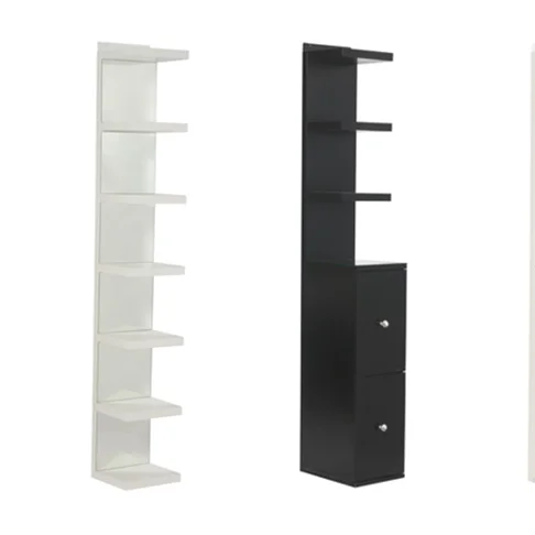 Modern Home Decor White Wood MDF Corner Wall hanging Unit Book Shelf Bookcase With hooks