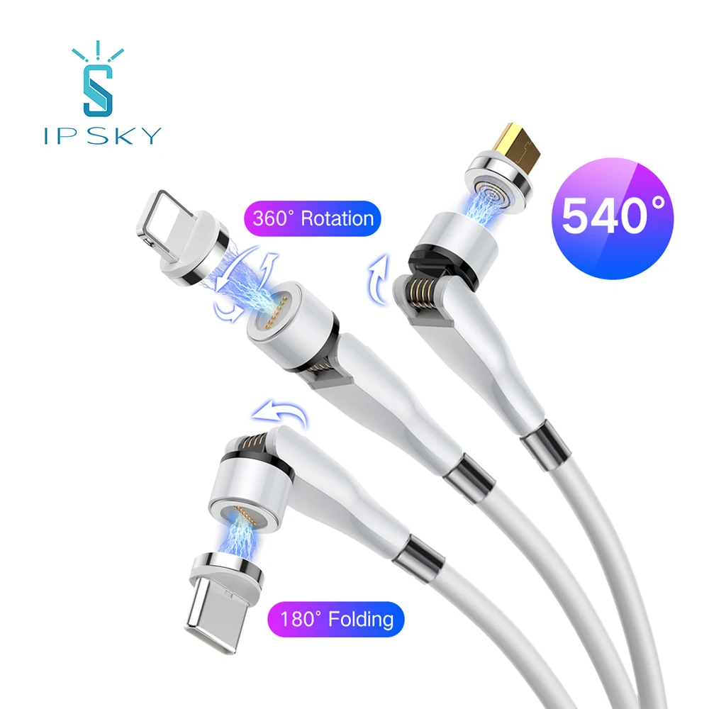 Быстрое зарядное устройство IPSKY QC 3 0 легко обмотанный кабель магнитный usb в 1 micro type c lightning для мобильного