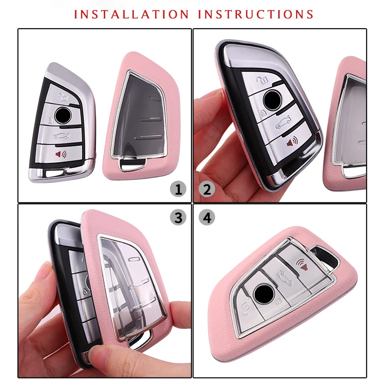 For BMW leather Key Fob Cover 2/3 button key shell fit for  X1 X3 X5 X6 /1/new 2  travel/ 5/7 Series car key case