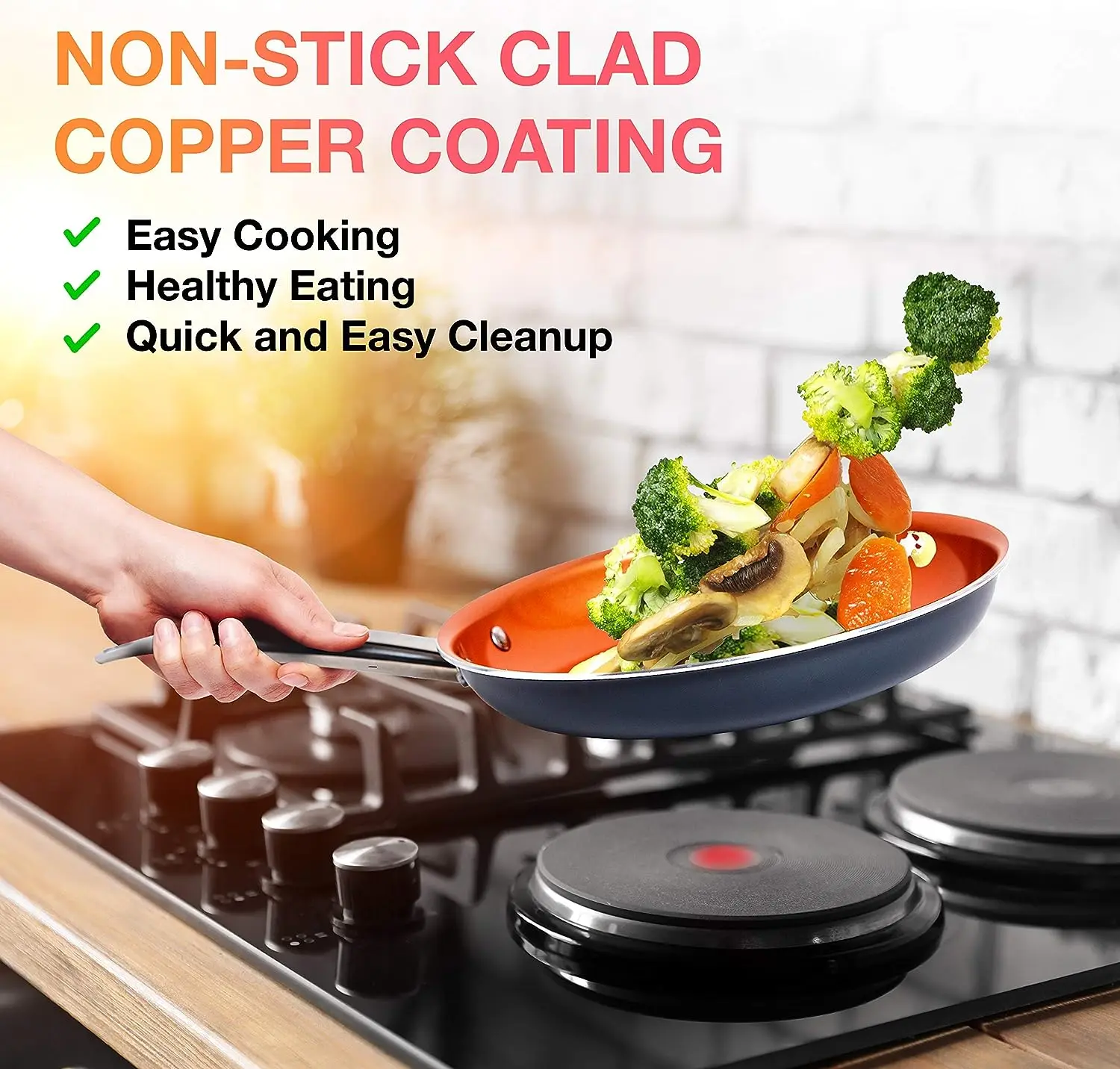 Durable Popular copper  healthy non stick coated aluminum home cooking non stick coated variety cookware set forged cookware  se