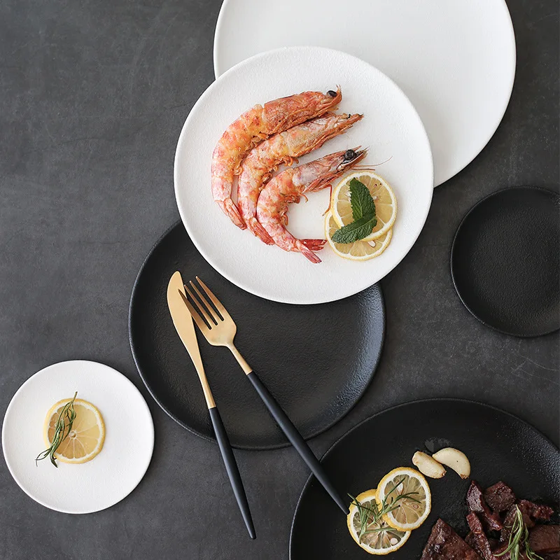 Тарелка для стейка в скандинавском стиле матовая глазурь Западная тарелка плоская гостиничная керамическая посуда