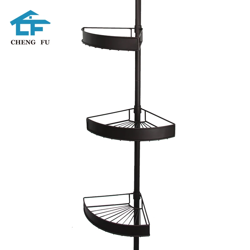 Manufacturer supplier metal corner shelf shower pole caddy