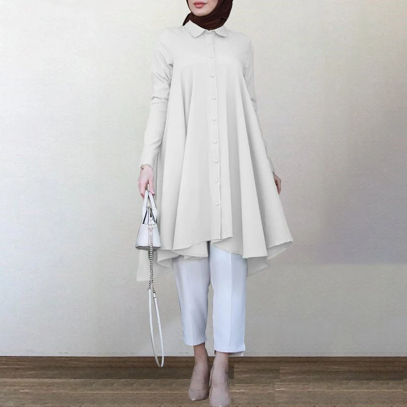Malaysia Latest wholesale Indonesia Lapel Shirt collar Tail  Traditional Muslim Dress  Abaya  Women Clothing