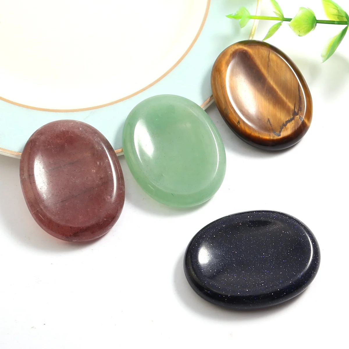 Crystal Worry Stone Thumb Gemstone Natural Healing Crystal Therapy Reiki Massage Chakra Worry Stone