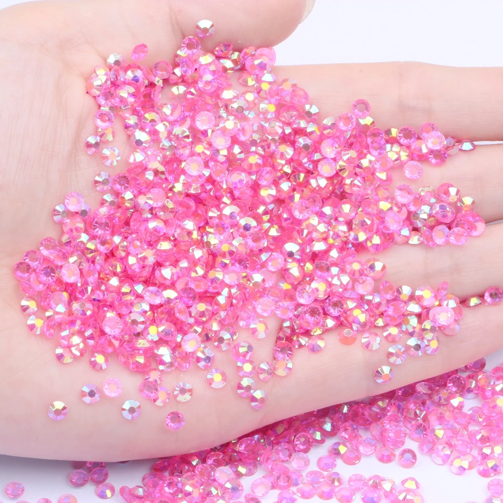 Sell Well 2-6MM Mix Size 1000PCS Flatback Clear AB Glue On Resin Rhinestones For DIY 3D Decorations Bulk Crystals Shoes