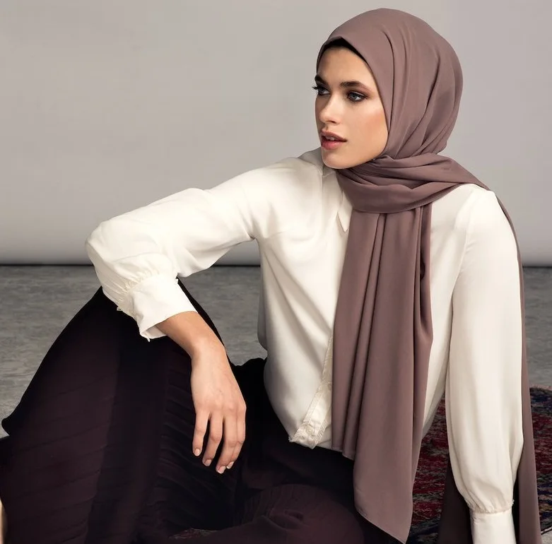 GLS040 Wholesale Custom Made Thick Chiffon Scarf Islamic Muslim Ethnic Women Face Hijab Scarf