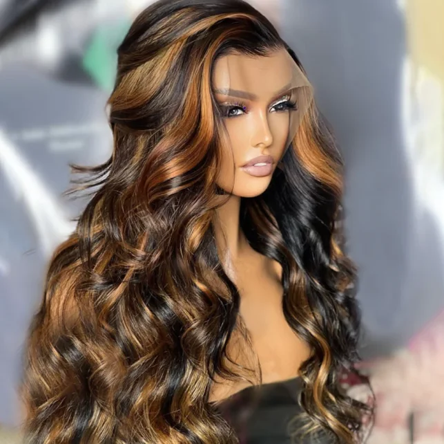 Highlight Human Hair Top Swiss HD Lace Front Wig glueless pre cut 13x4 bleached knots virgin hair wig