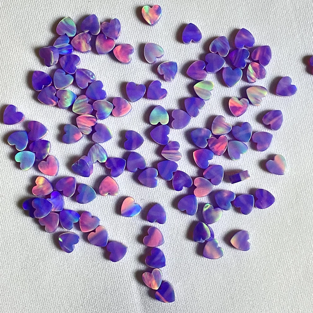 New Product OLP338 Purple Color 6mm Heart Aurora Nebula Opal With Hole for Bracelet
