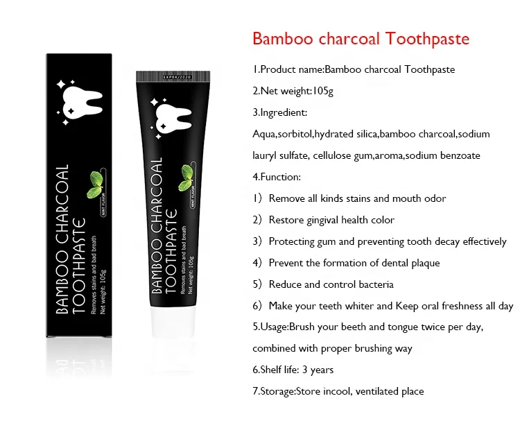 Lidercare Wholesale 105g Black Charcoal Toothpaste Natural Formula Organic Whitening Toothpaste With Custom Logo