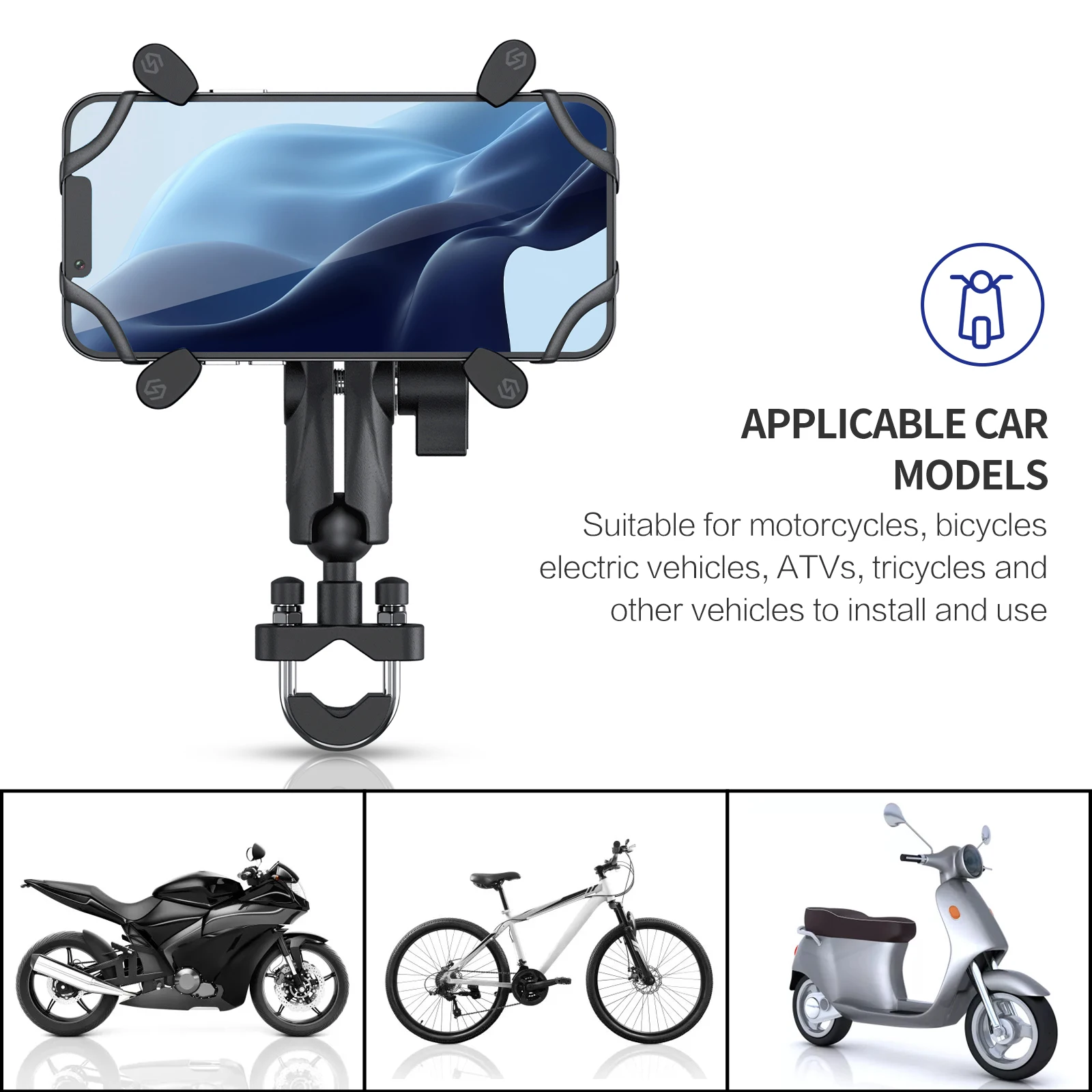 Motorbike Phone Holder Waterproof Aluminum Alloy Mobile Phone Holder Stand For Motorcycle