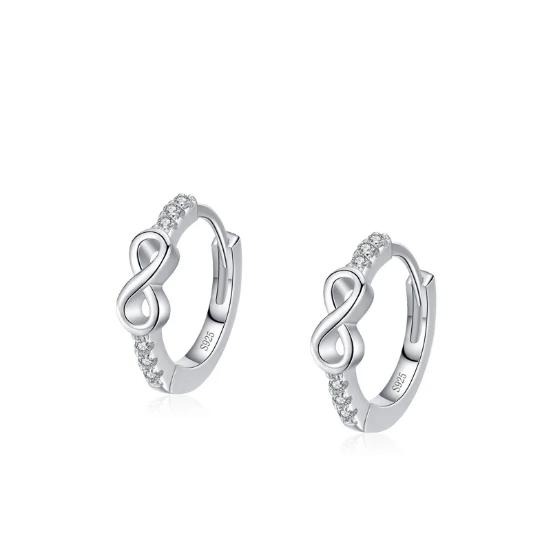 Fashion Jewelry Ladies 925 Silver Earrings Infinity Classic High End Zircon Earrings For Women