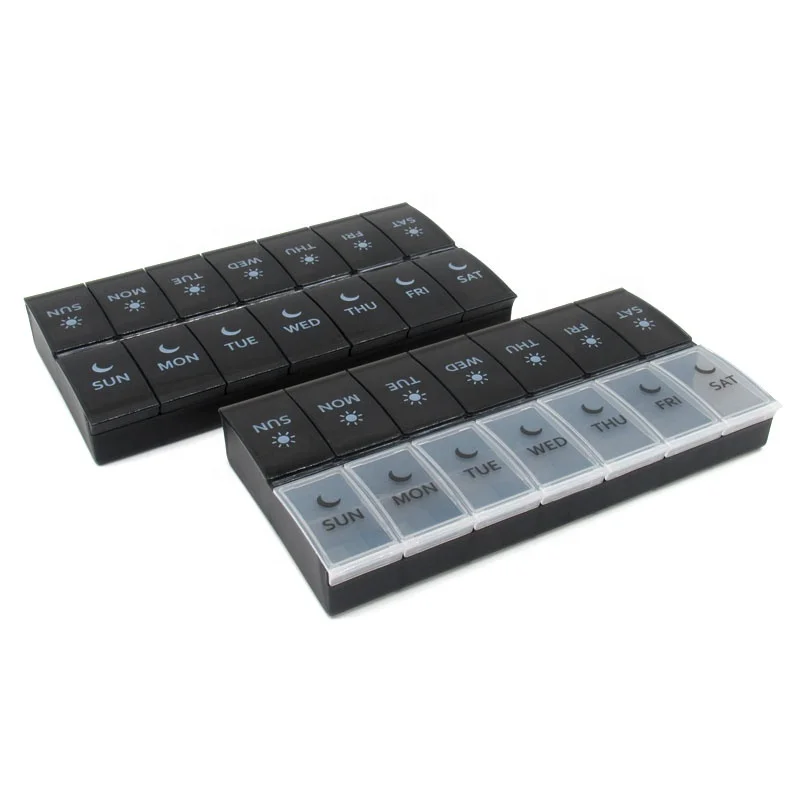 factory  new Double row 14  compartments weekly Drug storage box 7 days Sealed and dust-proof PP Plastic pill box