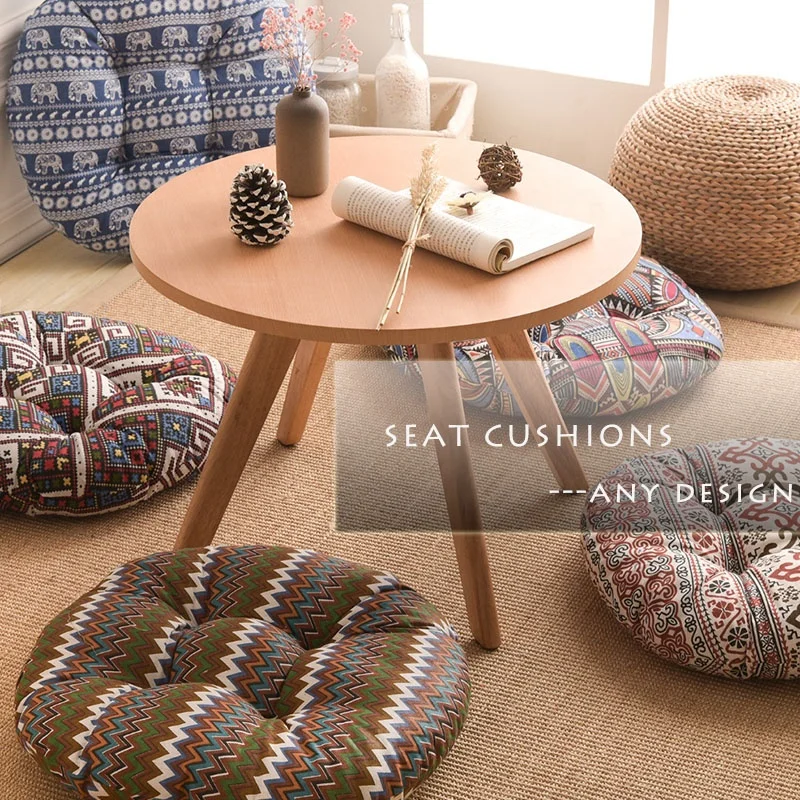 Cheersee round elephant animal cotton linen custom printed large arabic floor seatiing sitting cushions for floor
