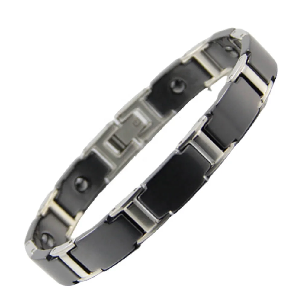 BioMagnetic Jewelry Wholesale Magnetic Black 316L Stainless Steel  Ceramic Jewelry Bracelets