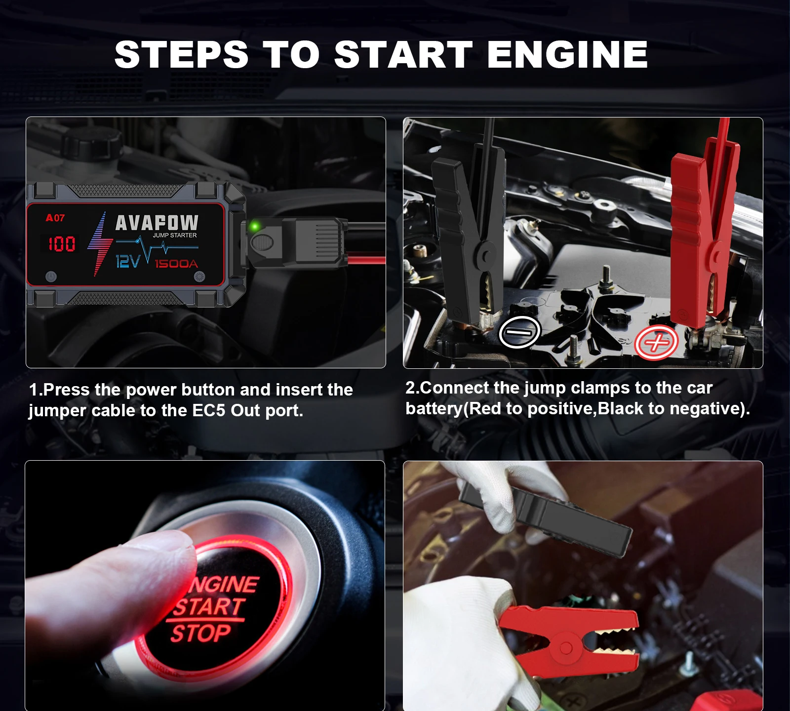 A07  AVAPOWPortable car jump start Multifunction jump starter power bank with Flashlight Battery Jump Starter