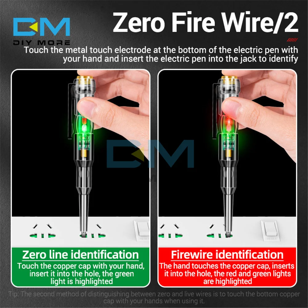 B12 B14 Digital Induced Electric Tester 24-250V Electric Screwdriver Probe with Indicator Light Test Pen Sensor Voltage Tester