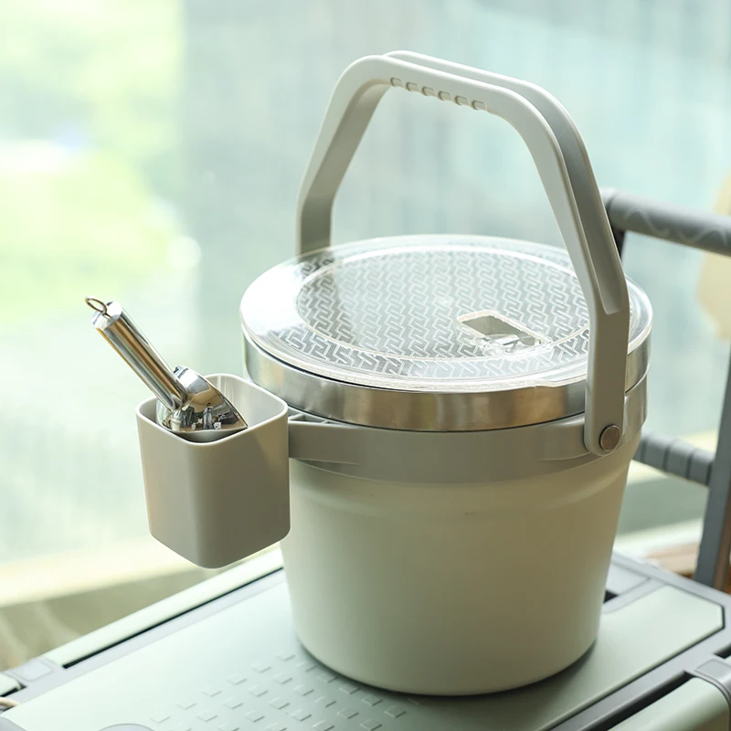 BPA- FREE 18/8 Stainless Steel Ice Hard cooler bucket with portable handle lid 7L 230oz cooler box to keep 48 hours cold