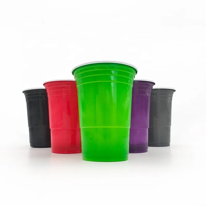 Custom 16 oz Disposable Plastic Double-color Cups Coffee Cup