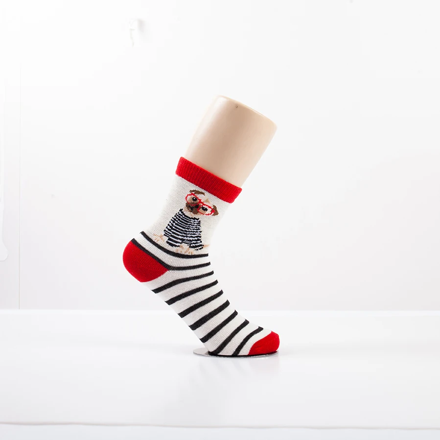 Lady wholesale jacquard dog and cat pattern woman cotton women socks