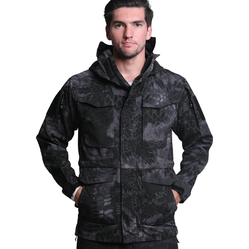 Spring/autumn outdoor waterproof windbreaker breathable long section M65 army tactical jacket for men