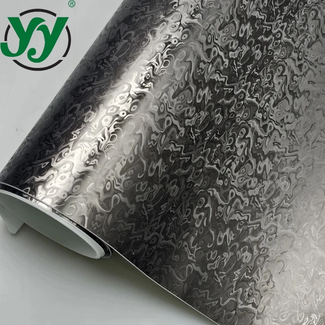1.52x18m PET Liner Low Tack Chrome Black Gold Red Ghost Spiral pattern Meta-Cosmic Forged Carbon Vinyl Car Wrap Film
