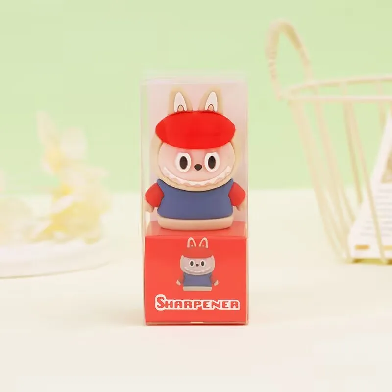 Ruunjoy 24pcs  Labubu Pencil Sharpener Hand Crank Pencil Knife Tools sharpener PVC soft glue portable student-specific