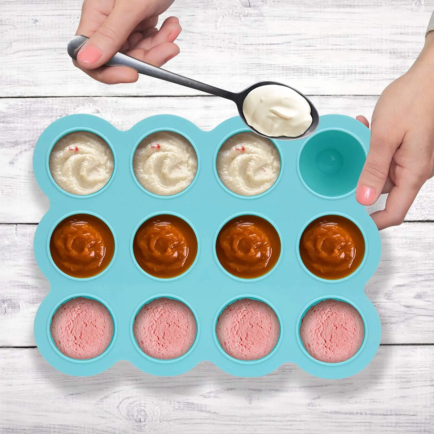 Multifunctional Silicone Ice and Freezer Storage Tray Reusable Baby Food Tray with Flexibility for Kitchen Freezer Oven Use