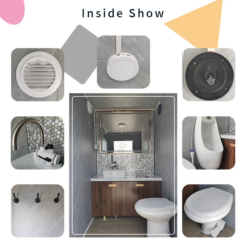 Luxury portable prefab sanitary bathroom modular portable mobile toilets shower cabin
