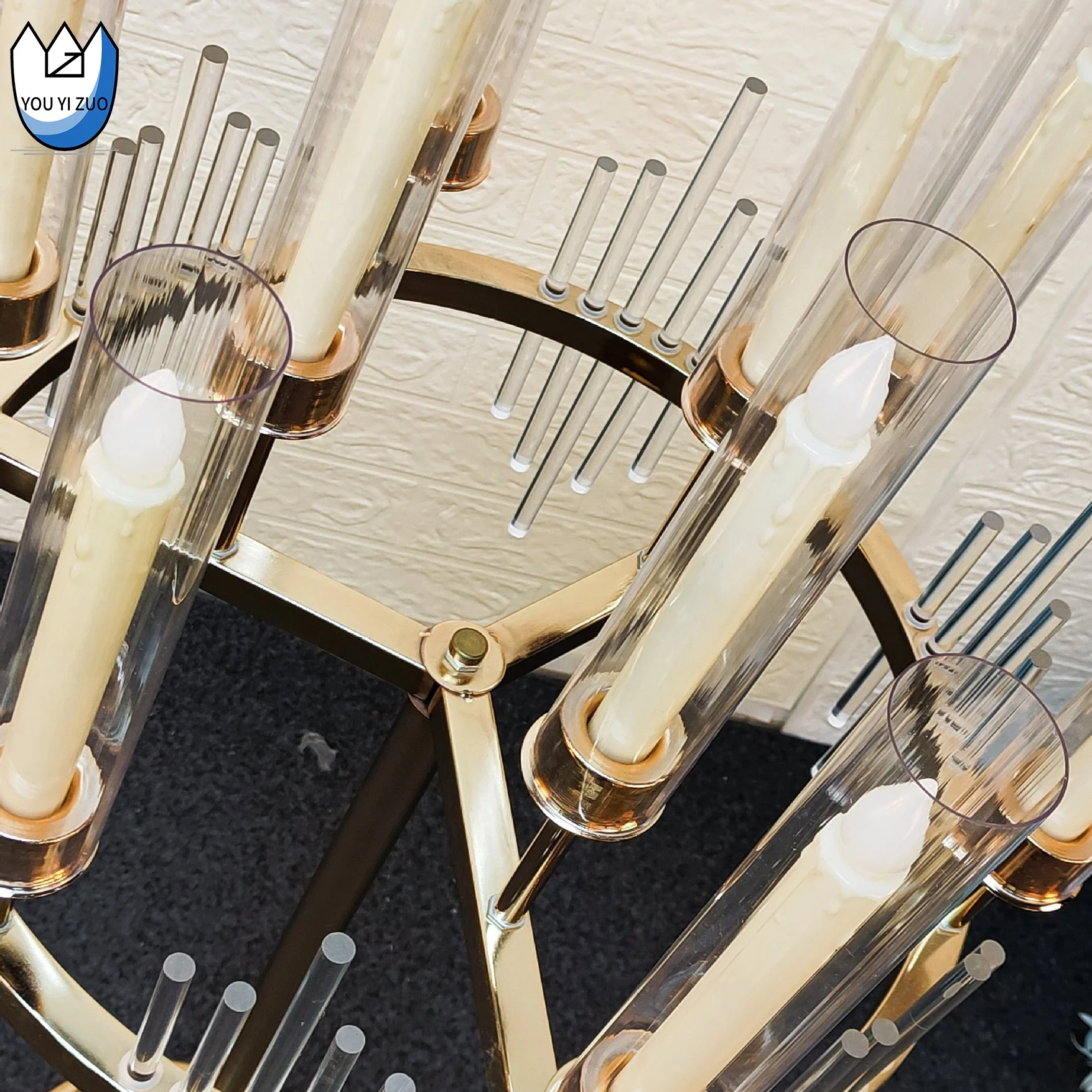 YYZ Decorative Accents Gold Metal Candlestick Holder 36.6 inches Height Gold Candelabra for Wedding Event