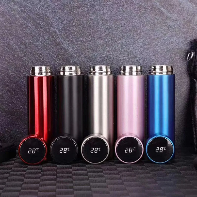 LED Water Drinking Bottle with Temperature Display Lid Stainless Steel