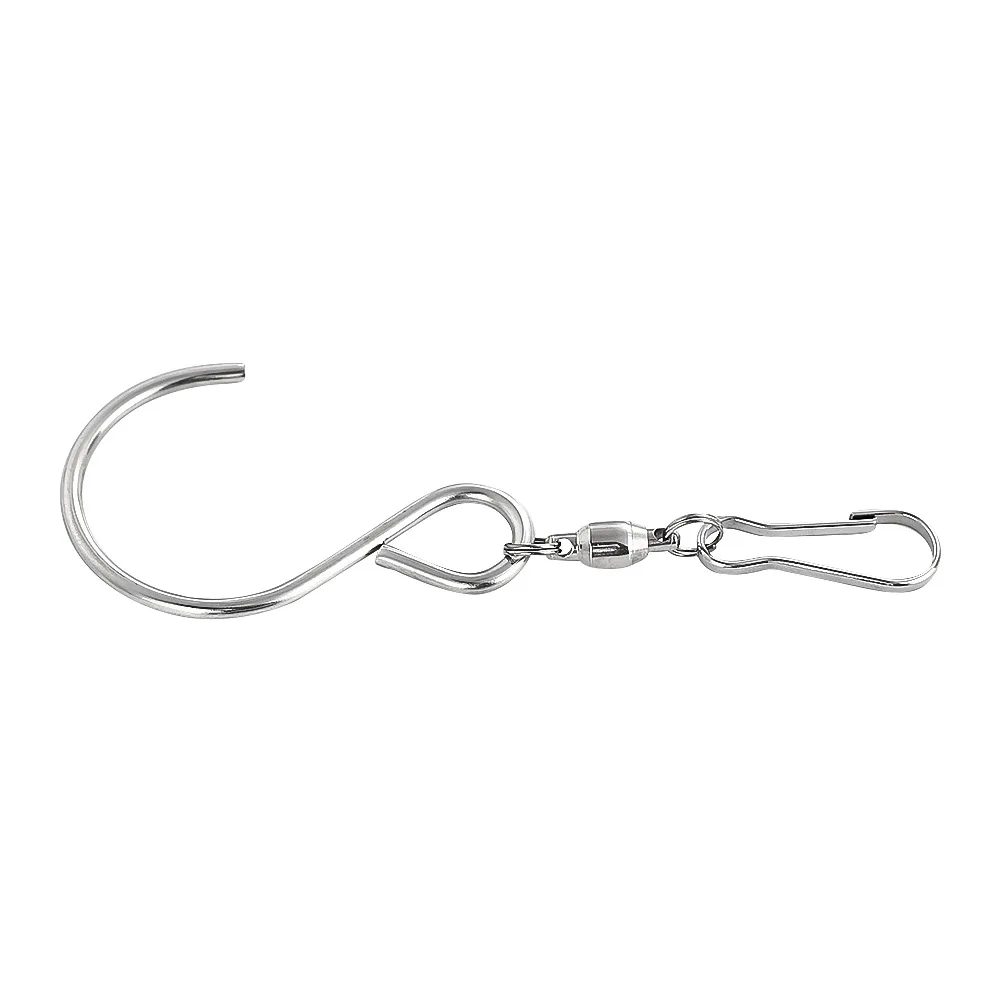 360-Degree Universal Rotating S-Shape Bearing Stainless Steel Metal Silver Hook Outdoor Wind Chime Decorative Hook Home Decor