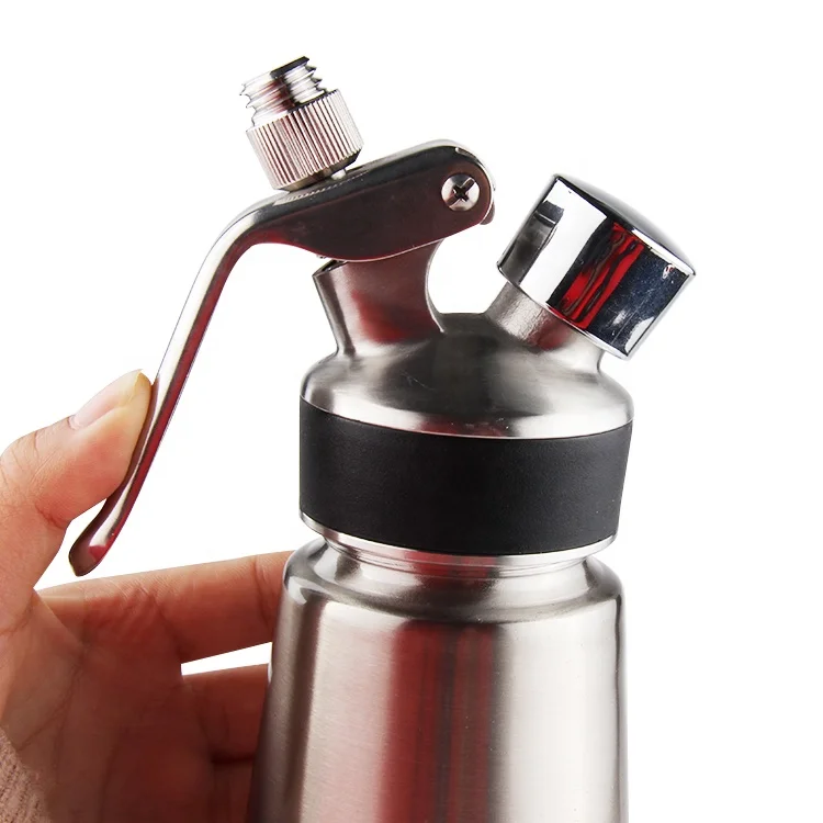 Customized Eco-friendly High Quality Silver Color Aluminum Whipped Cream Dispenser 1 Pint With Rubber