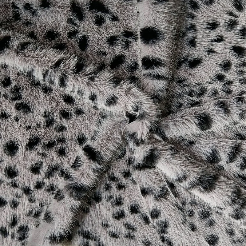 Factory Supply Leopard Print Jacquard Long Pile Faux Fur Fabric Multiple Colors