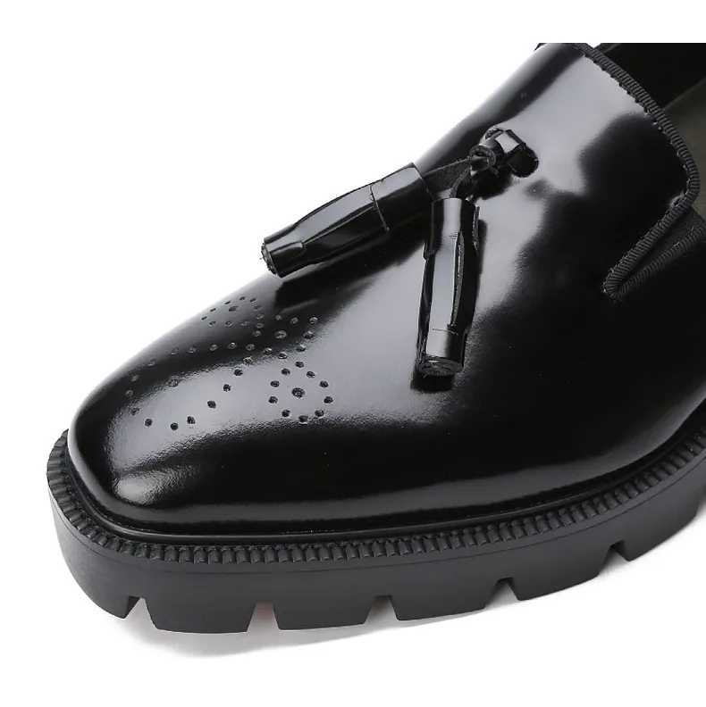PDEP 2023 new arrival black genuine leather men loafers dress shoes rivet chunky rubber sole red bottom men wedding shoes