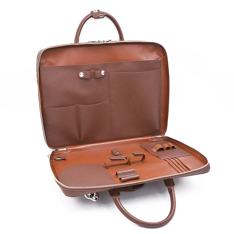  Fashional luxury vintage genuine leather business office bag briefcase Laptop Litigator Briefcase Executive